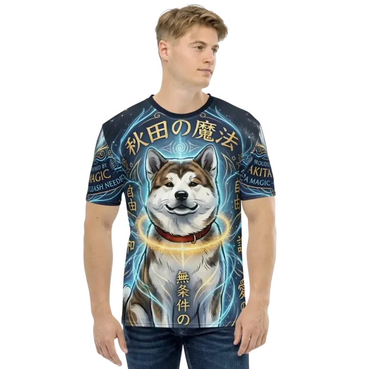 Model wearing Akita Magic Men's T-Shirt