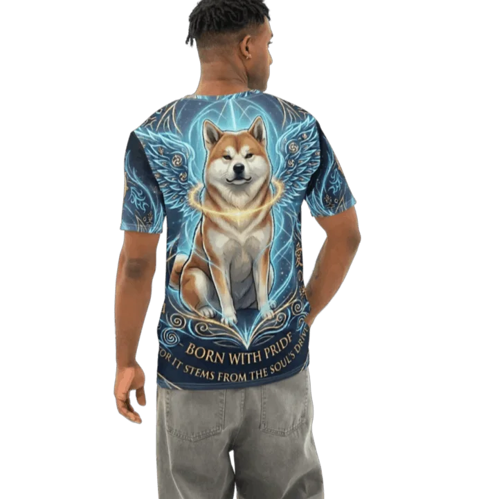 Boy wearing I am Akita Cotton T-shirt all-over print