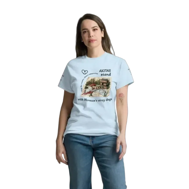T-shirt Akita stand with Marocco's stray dogs