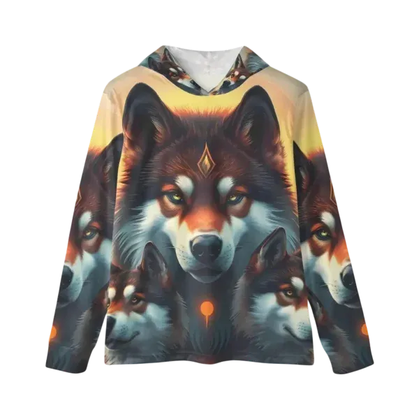 Athletic hoodie with wolf artwork – Sports Warmup Wolf Art Hoodie