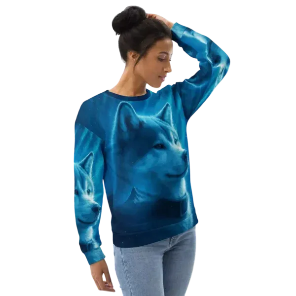 Eco‑friendly Akita sweatshirt with all‑over Akita design – unisex soft cotton‑feel sweatshirt