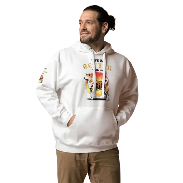 Premium Cotton Heritage hoodie with Akita design and Life is Better with an Akita text
