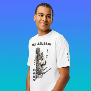 White T-shirt from Cotton Heritage Premium Collection, Akita Boss design